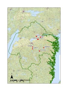 Karta över områden i Östergötlands län